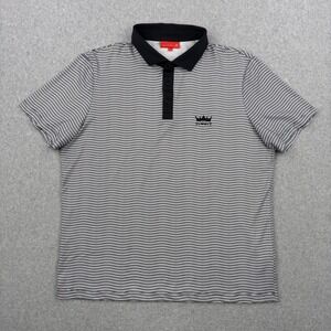 Redvanly Polo Shirt Mens XL Black White Striped Summit Crown Golf Short Sleeve